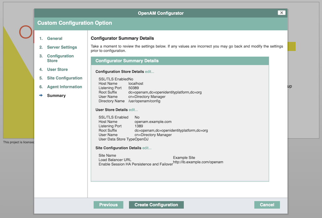 openam conf summary