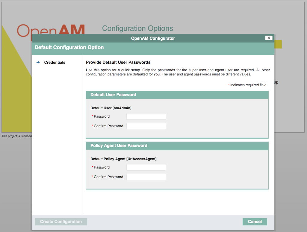 openam default configuration