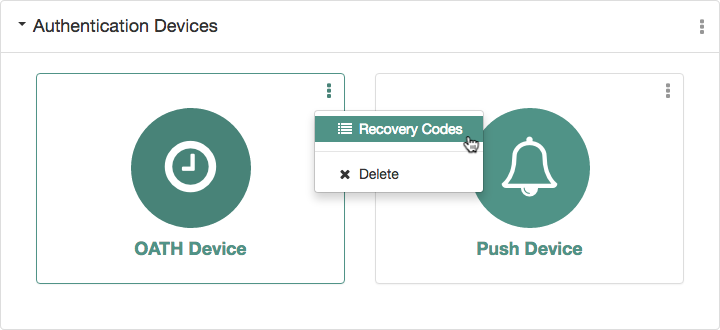 authn mfa recovery codes menu