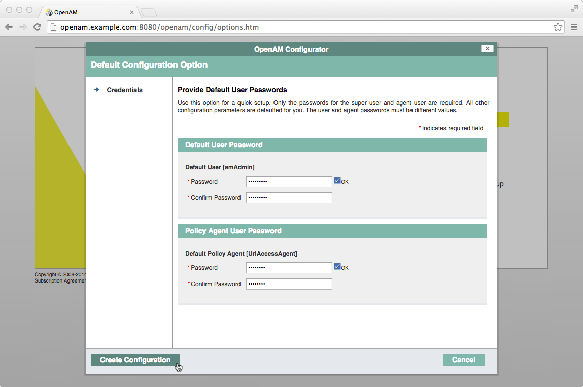 openam default configuration