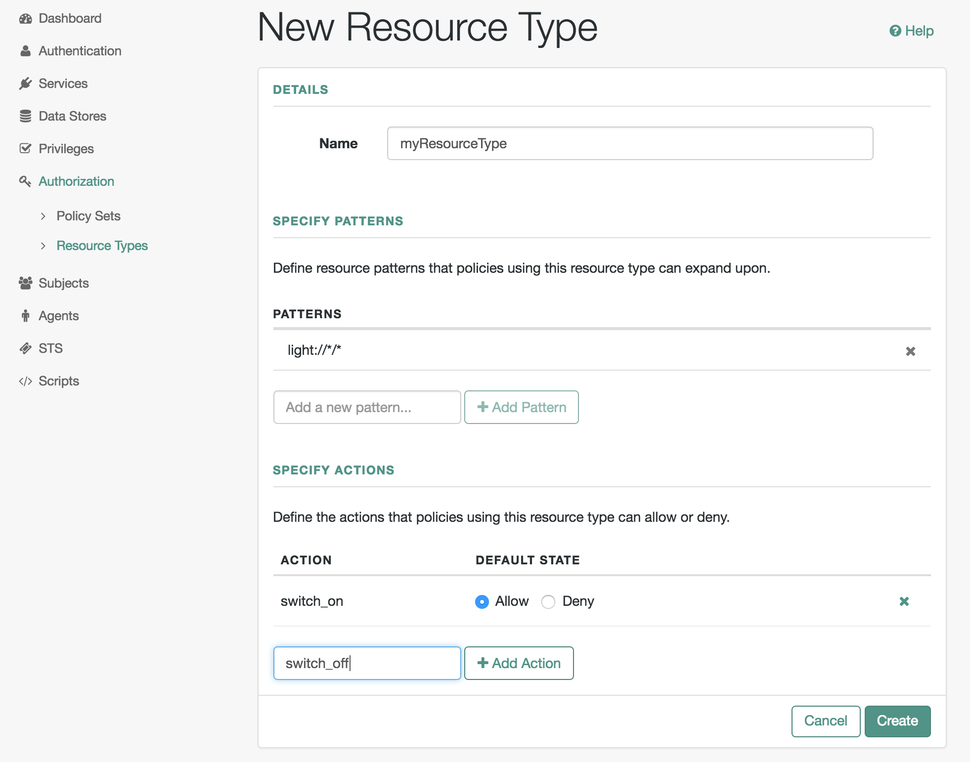 resource types console