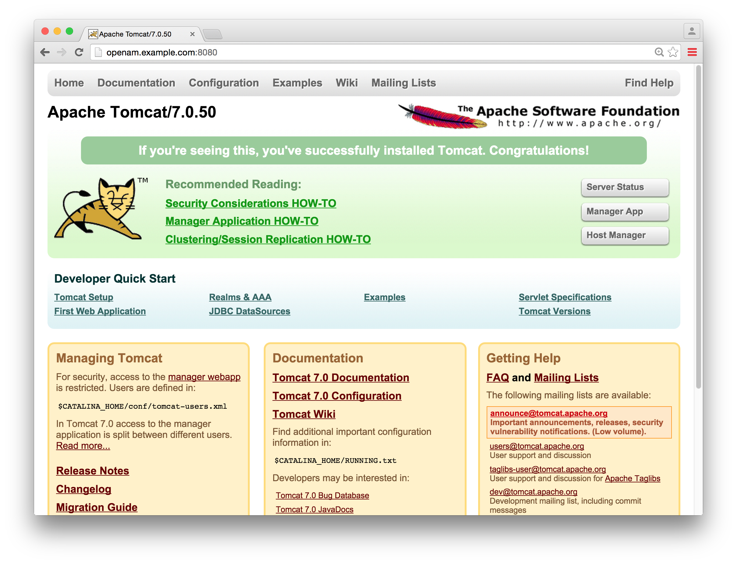 tomcat home page