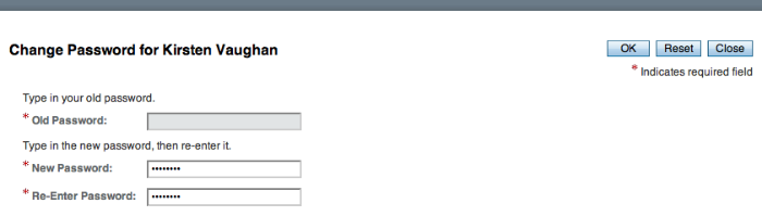 The OpenAM Change Password page