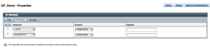 Including the Device Print module in an authentication chain