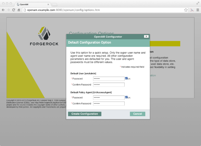 OpenAM Default Configuration