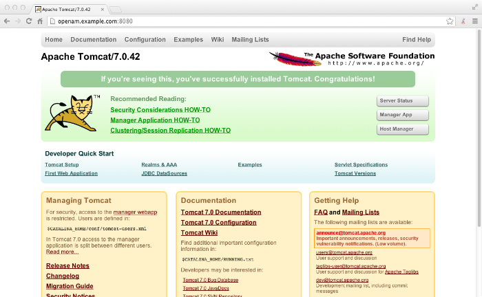 Apache Tomcat home page