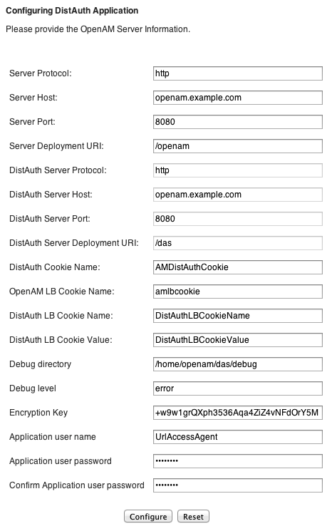 Completed DAS configuration screen