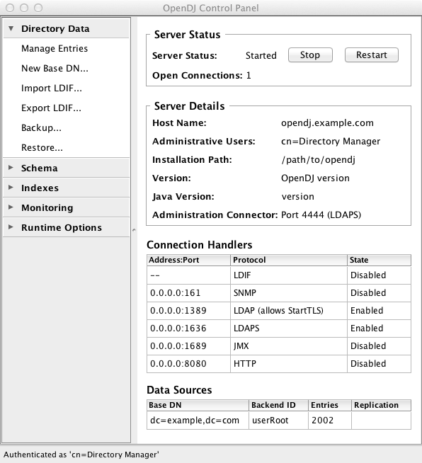 OpenDJ Control Panel